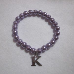 Purple Initial K Charm Bracelet.